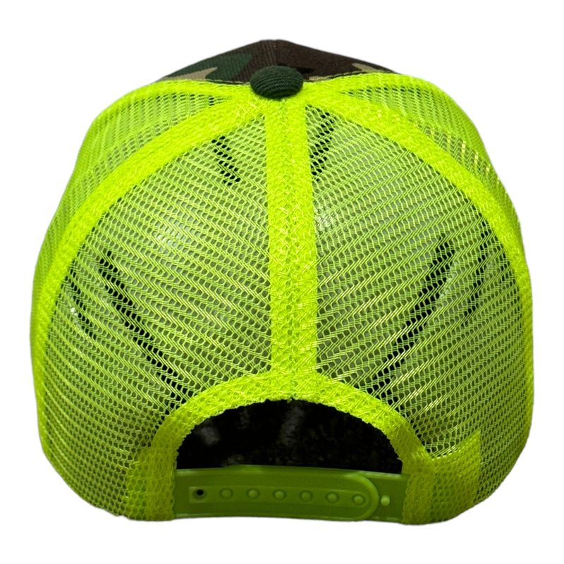 CEO Hat, Camouflage Print Trucker Hat with Mesh Back (Neon Yellow)