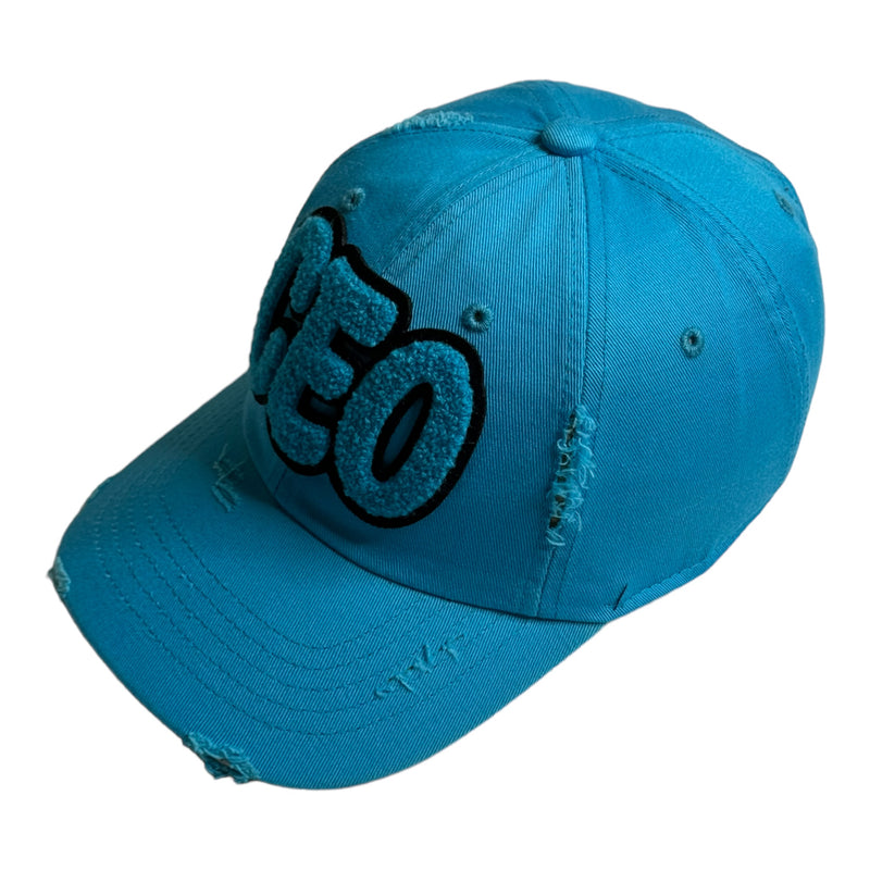 Customized CEO Hat, Distressed Dad Hat (Aqua Blue)