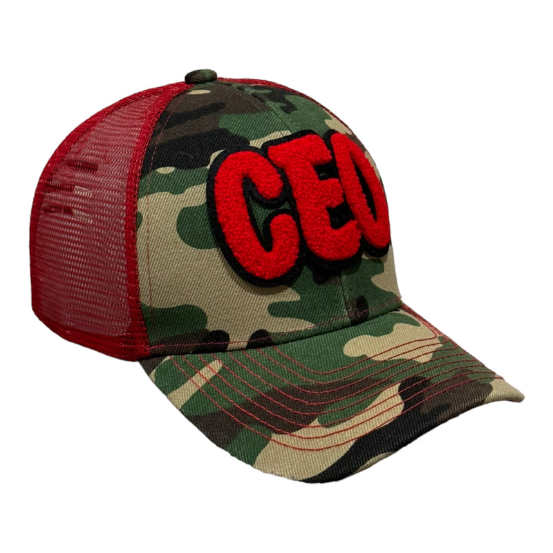 CEO Hat, Camouflage Print Trucker Hat with Mesh Back