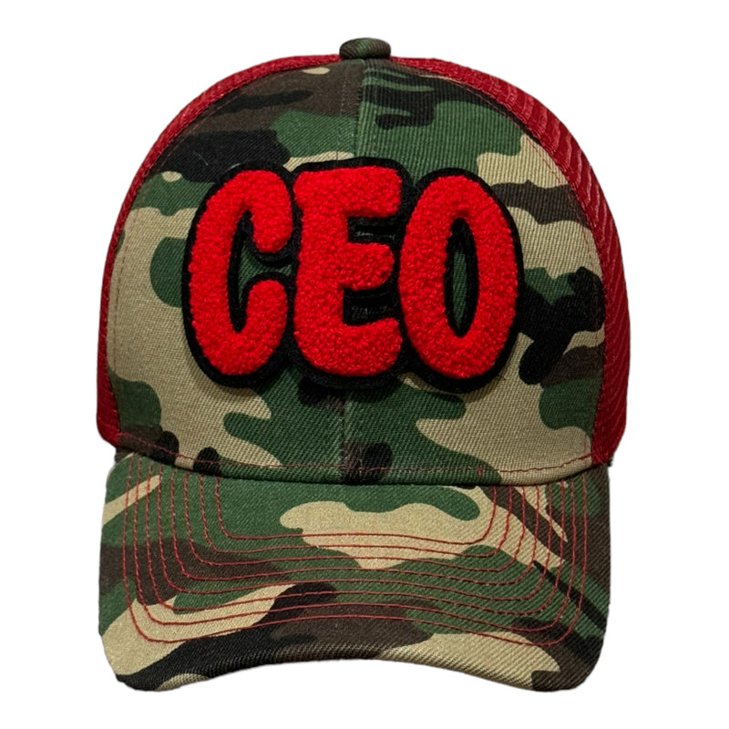 CEO Hat, Camouflage Print Trucker Hat with Mesh Back