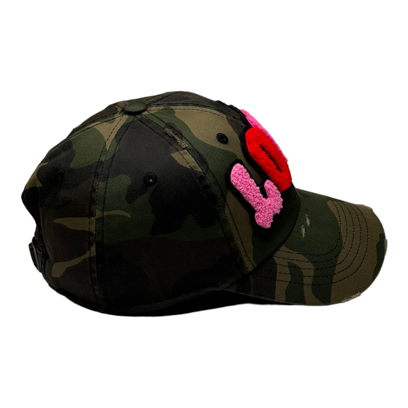 Love Hat, Camouflage Print Distressed Dad Hat