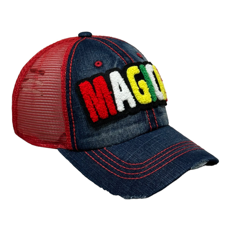 Magical Hat, Distressed Trucker Hat with Mesh Back