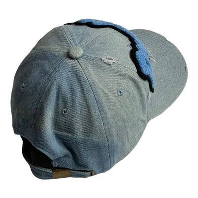 Customized Pretty Hat, Distressed Light Denim Dad Hat