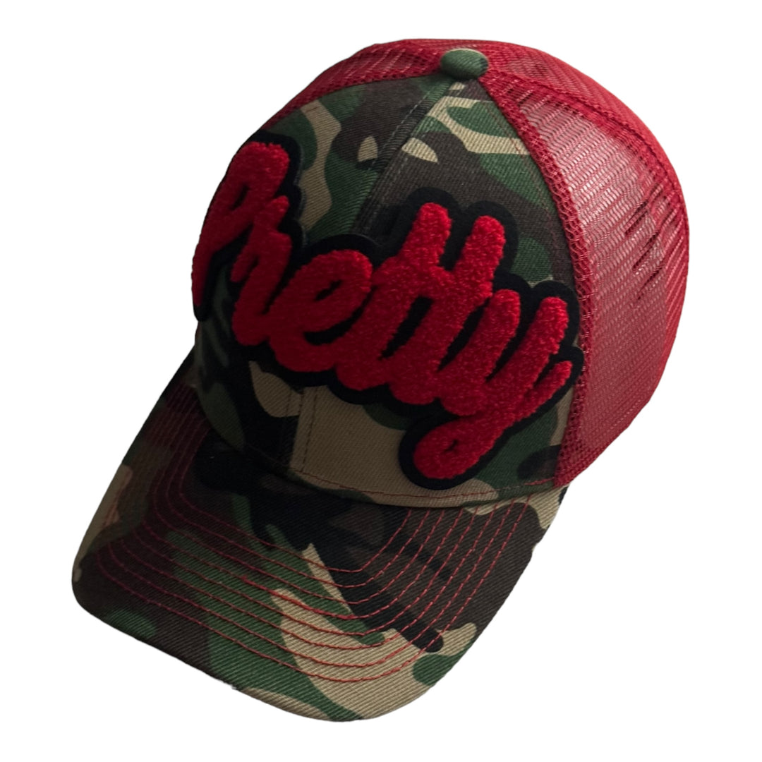 Pretty Trucker Hat (Camouflage/Red) - Stylish Design