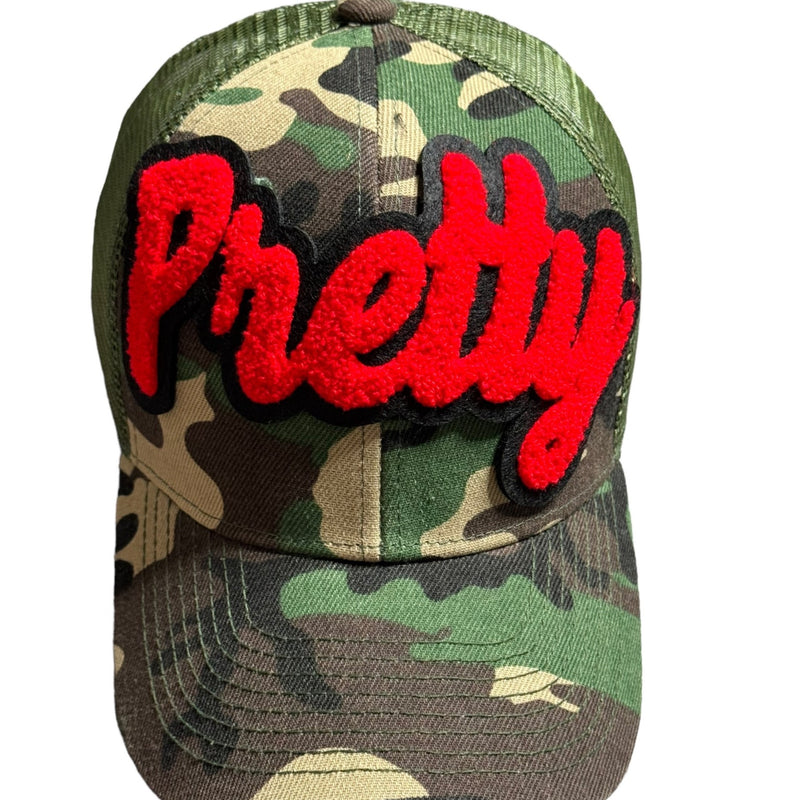 Pretty Hat With Mesh Back (Red/Camouflage)