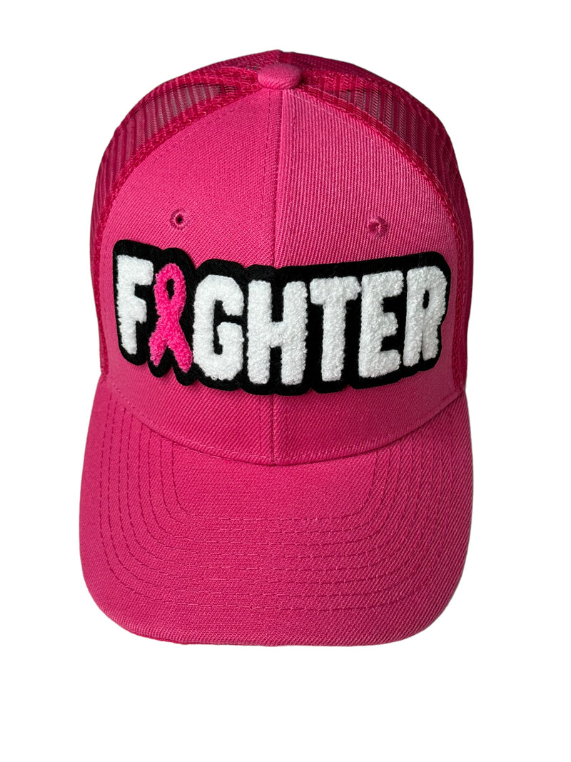 Breast Cancer Fighter Hat With Mesh Back (Fuchsia)