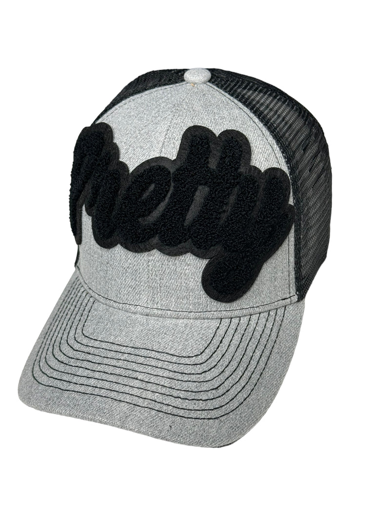 Pretty Trucker Hat With Mesh Back (Gray/Black)