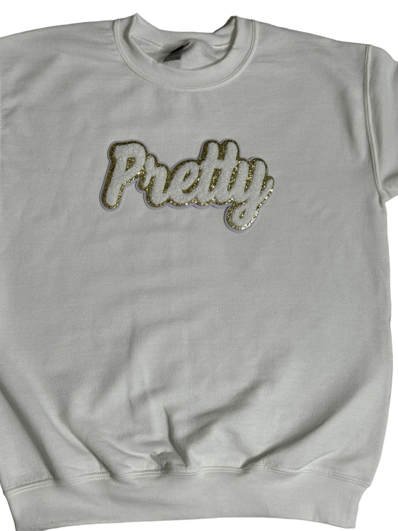 Limited Edition Pretty Sweatshirt (White/Gold Glitter) - Please Allow 2 Weeks for Processing