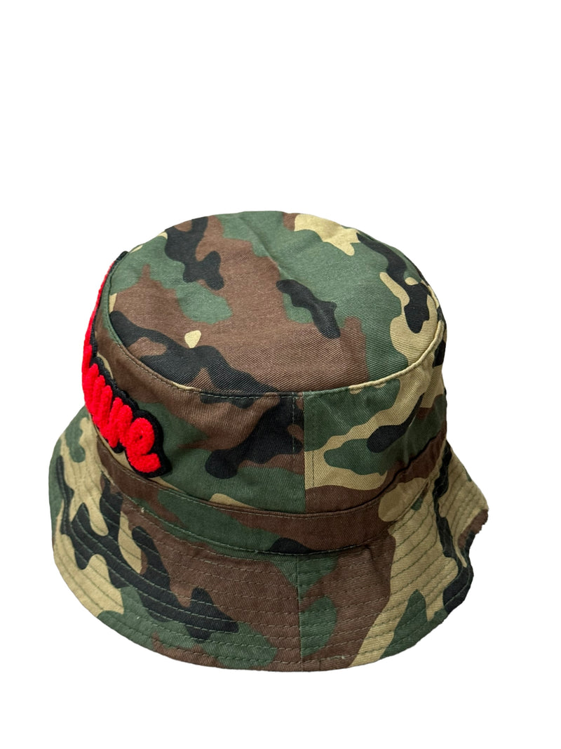 Camouflage Print Pressure Bucket Hat (Red)