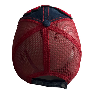 Pretty Trucker Hat With Red Mesh Back ( Denim/Red)