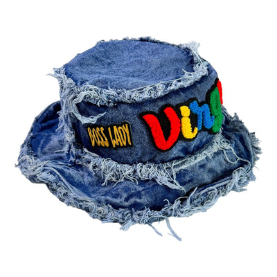 Distressed Denim Virgo Bucket Hat (Acid Wash Blue)