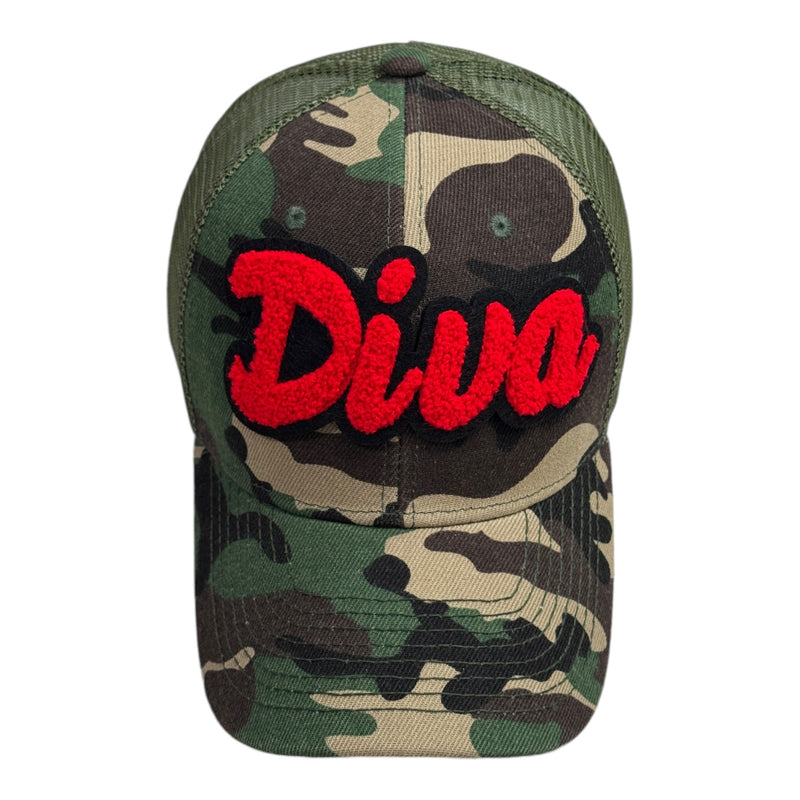 Diva Trucker Hat (Red/Camouflage)