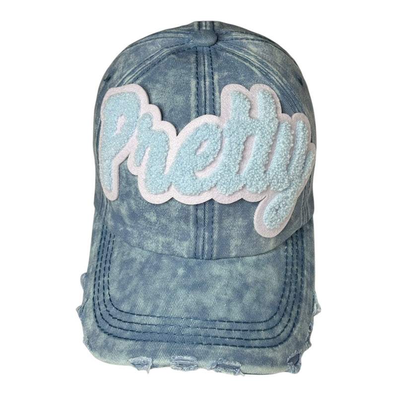 Pretty Distressed Baseball Cap (Light Blue/Denim)