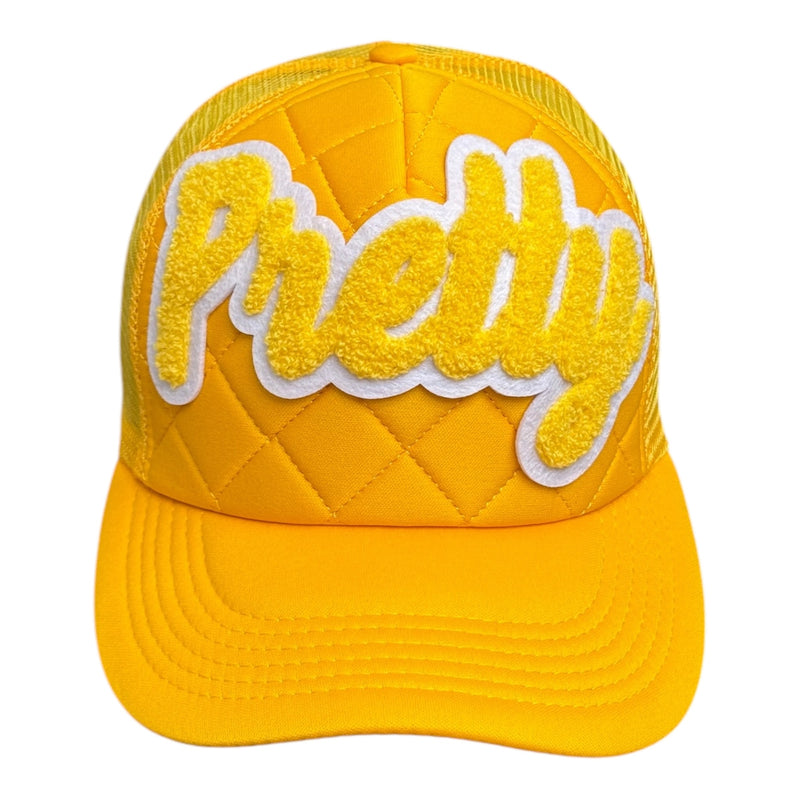 Pretty Quilted/Foam Trucker Hat (Gold/White)