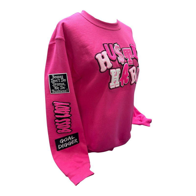 Hustle Hard Sweatshirt (Remixed/Pink/Multi)