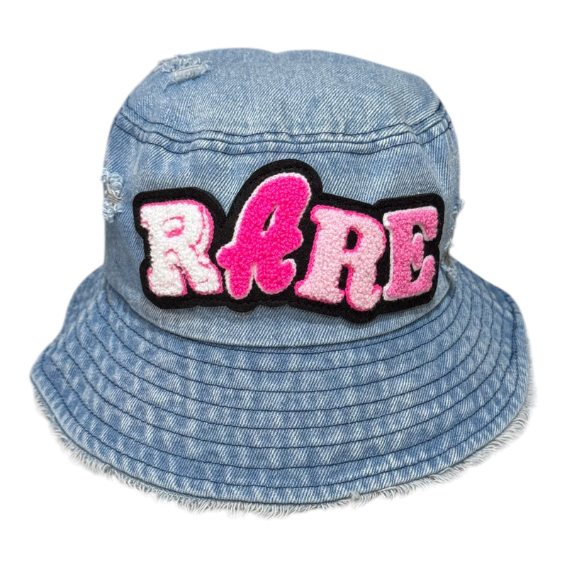 Distressed Denim Rare Bucket Hat (Pink/Multi)