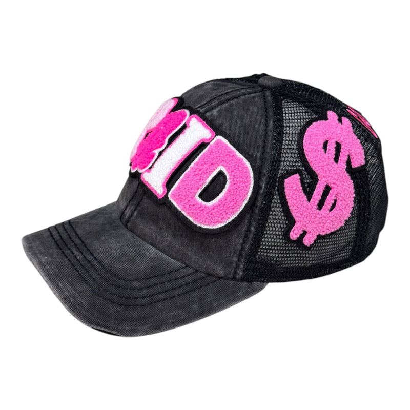Remixed Paid Trucker Hat Hot Pink Multi Stylish Design