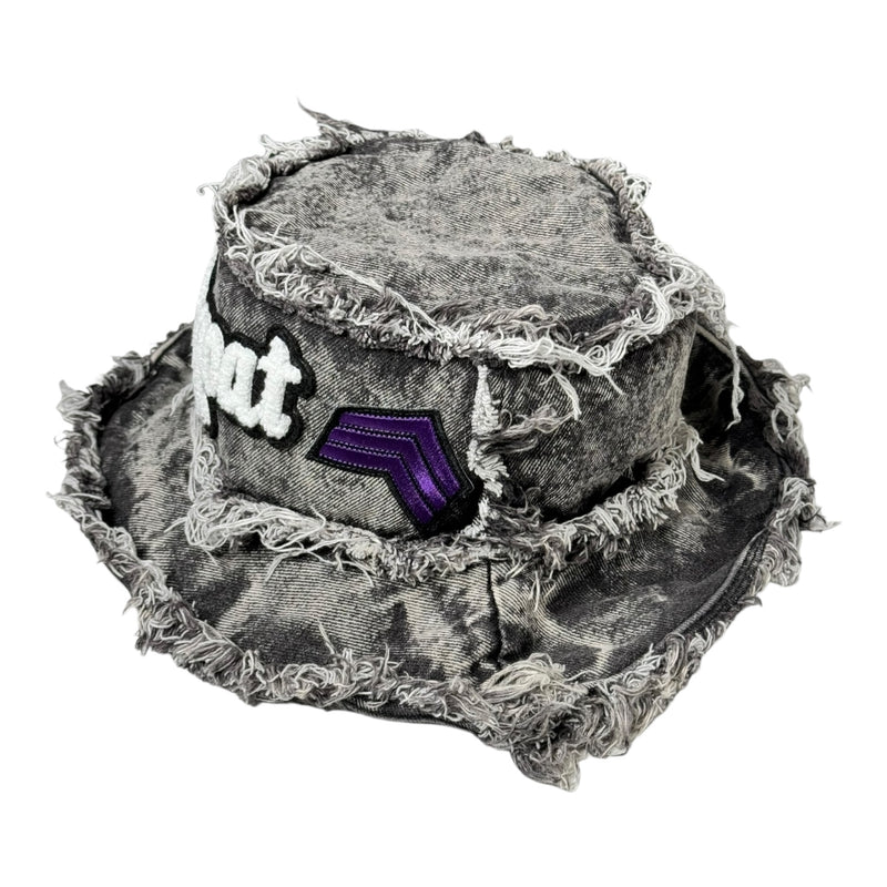Distressed Denim Virgo/Virgoat Bucket Hat Acid Wash Black Purple