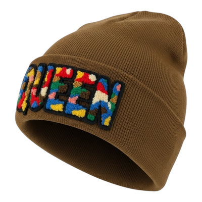 Camo Queen Beanie in Caramel Multi