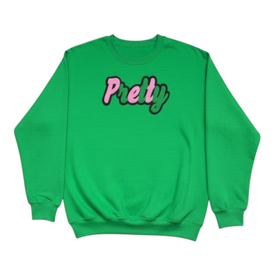 Pretty Sweatshirt Green Pink Black Multi Casual Wear Unisex