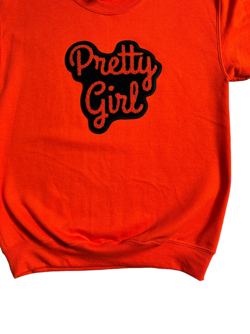 Customized Pretty Girl Sweatshirt (Orange) - Please Allow 2 Weeks for Processing