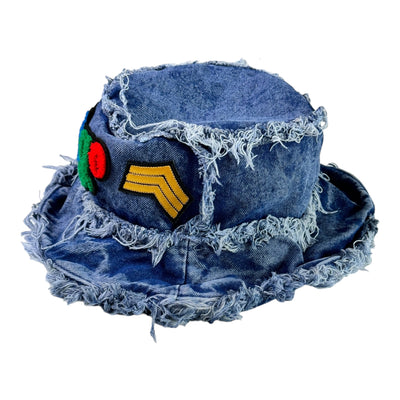 Distressed Denim Virgo Bucket Hat (Acid Wash Blue)