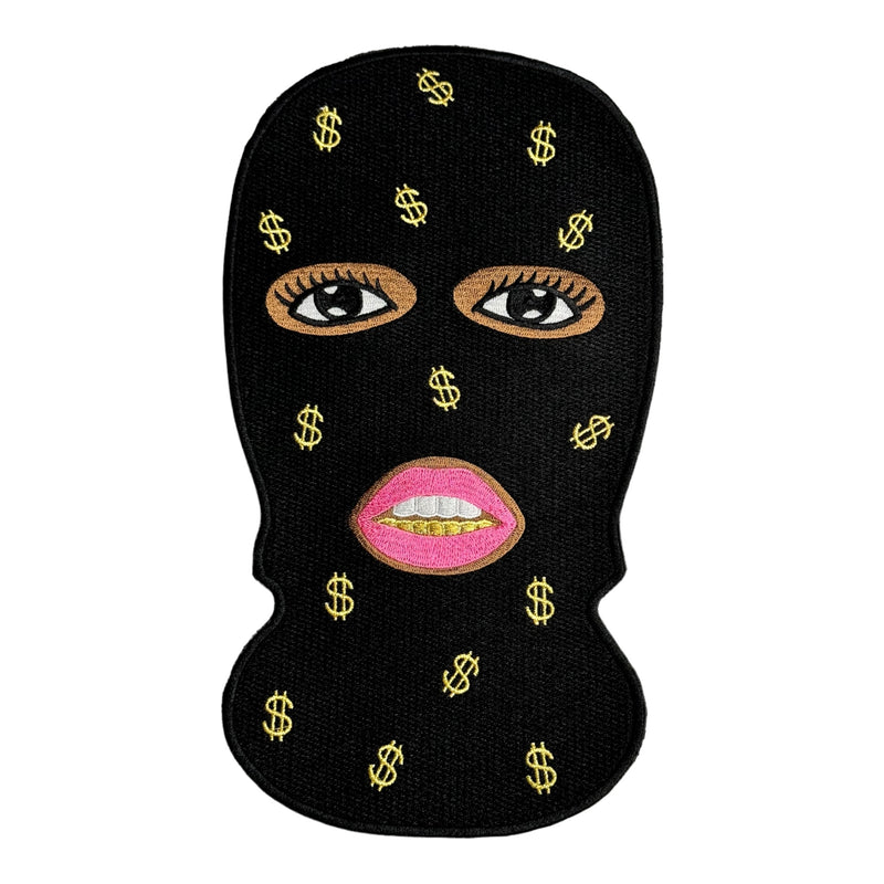 Black Girl With Ski Mask Patch ( 10 inch )