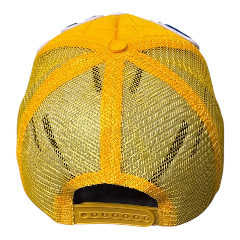 Pretty Quilted/Foam Trucker Hat (Gold/Royal Blue/White)