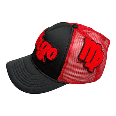 Remixed Virgo Foam Trucker Hat Red Black Stylish Adjustable Cap