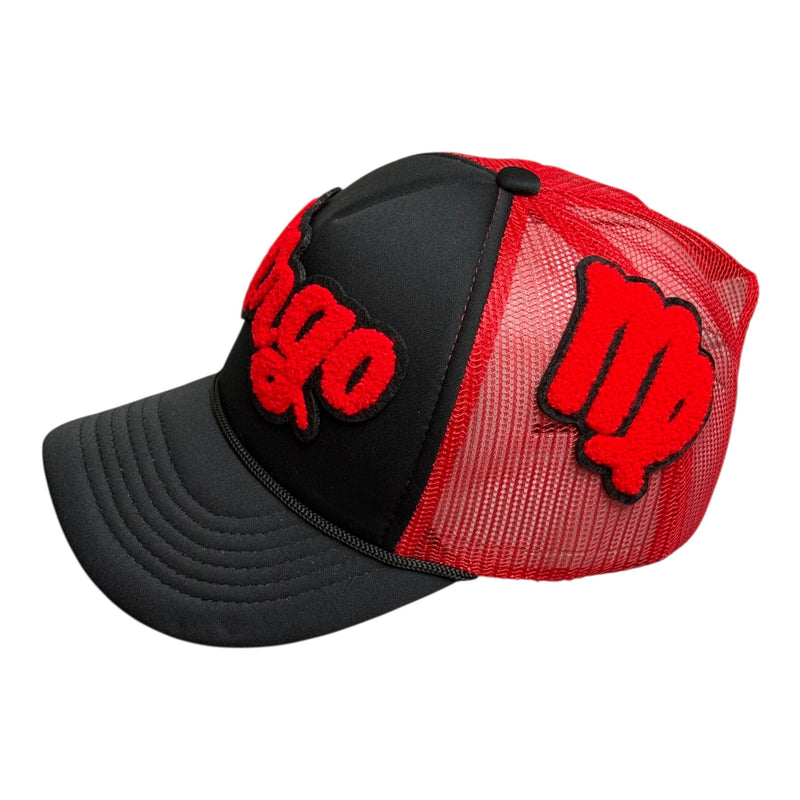 Remixed Virgo Foam Trucker Hat Red Black Stylish Adjustable Cap