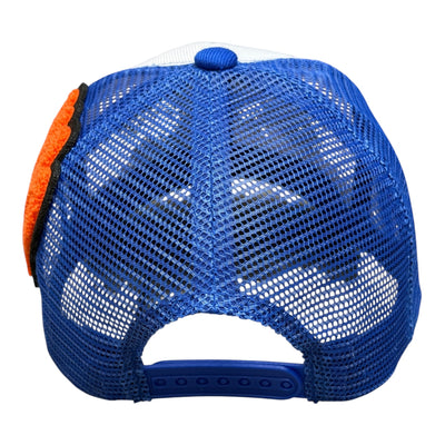 Remixed Virgo Trucker Hat for Stylish Wear (Royal Blue/Orange/White)