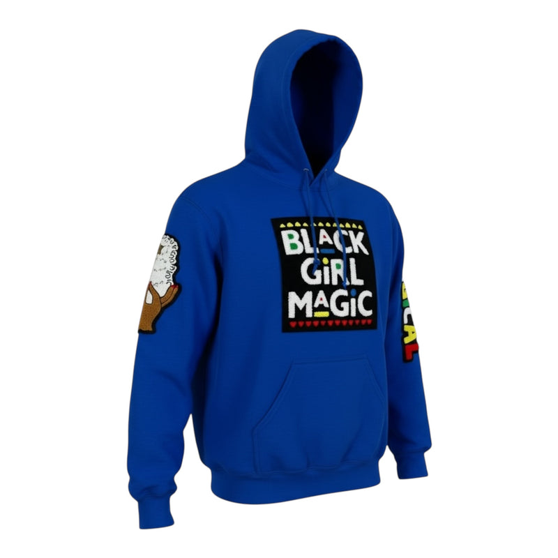 Remixed Black Girl Magic Hoodie Unisex Royal Blue