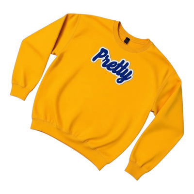 Pretty Sweatshirt Gold Royal Blue White Casual Wear Unisex