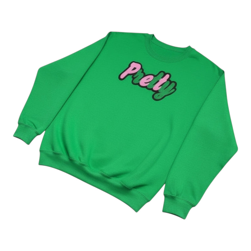Pretty Sweatshirt Green Pink Black Multi Casual Wear Unisex