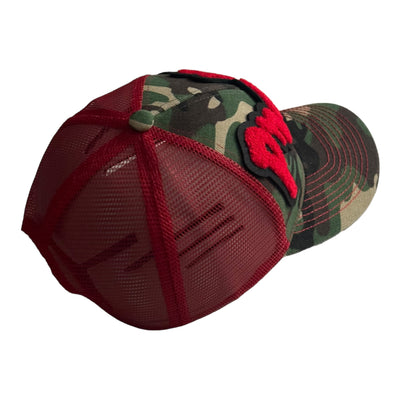 Pretty Hat, Camouflage Print Trucker Hat with Red Mesh Back