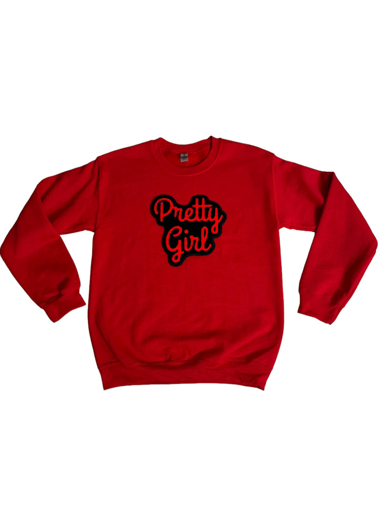 Customized Pretty Girl Sweatshirt (Red/Red) - Please Allow 2 Weeks for Processing