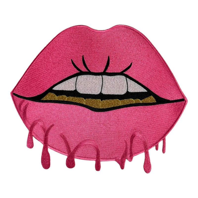 Lips With Gold Teeth Patch ( 9 inch)