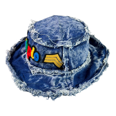 Distressed Denim Scorpio Bucket Hat (Acid Wash Blue)