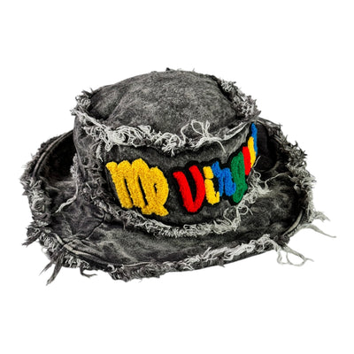 Distressed Denim Virgo/Virgoat Bucket Hat (Acid Wash Black/Multi)