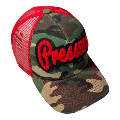 Pressure Trucker Hat Camouflage Red Stylish Adjustable Fit