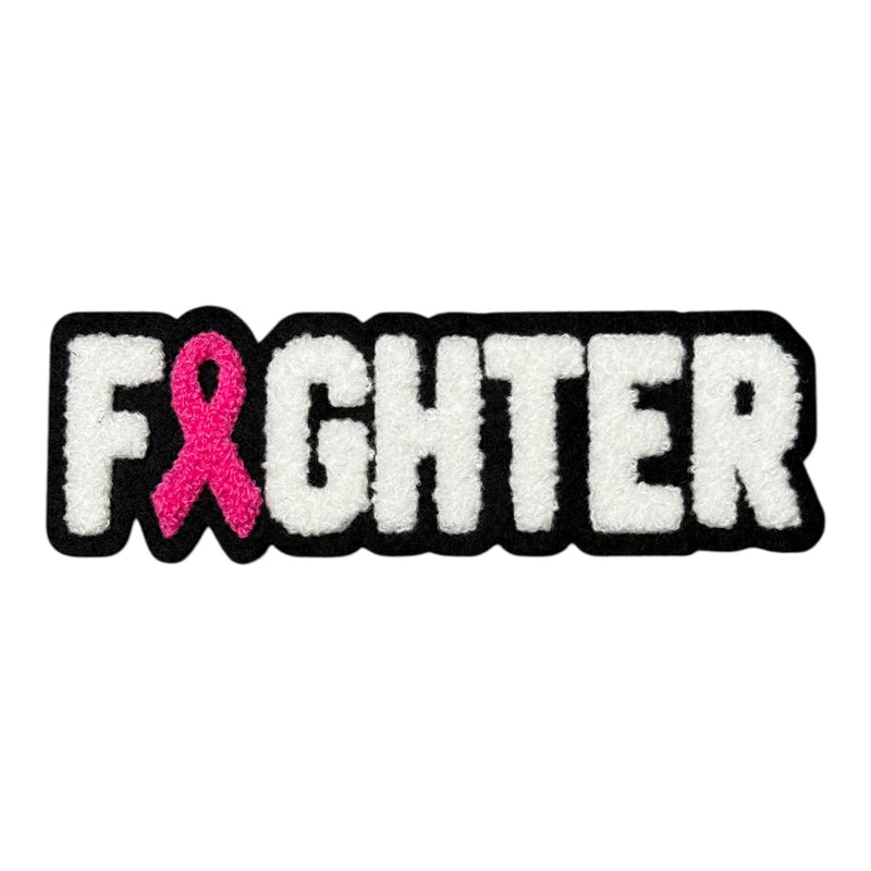 Chenille Hot Pink White Fighter Patch (6 Inch) Sew-On (Excluded from the 70% off Promotion)