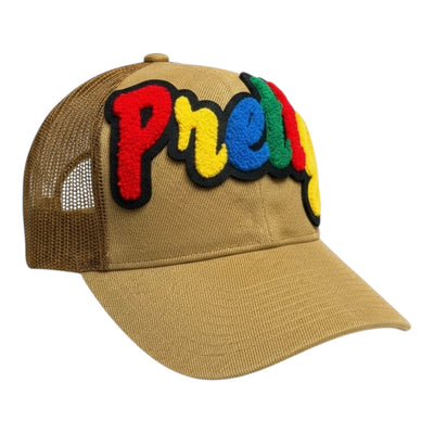 Pretty Trucker Hat (Tan/Multi) - Stylish Adjustable Fit