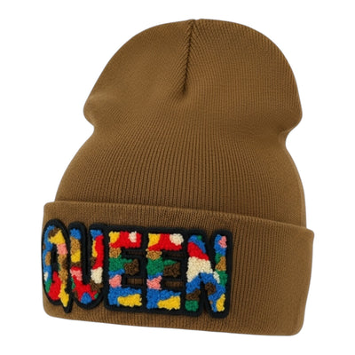 Camo Queen Beanie in Caramel Multi