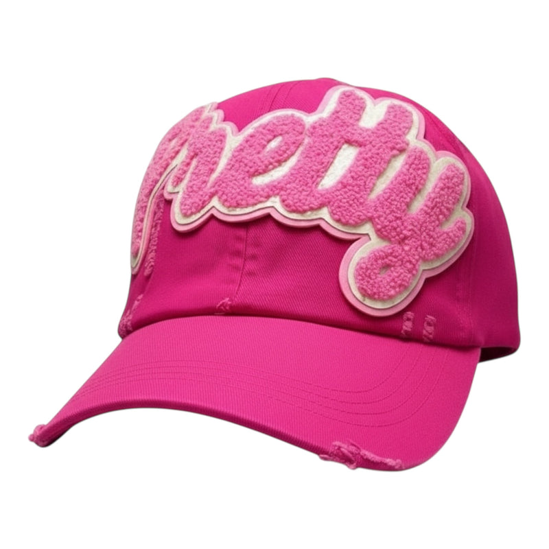Pretty Iridescent Glitter Dad Hat Pink/Hot Pink Distressed Cotton Cap Limited Edition