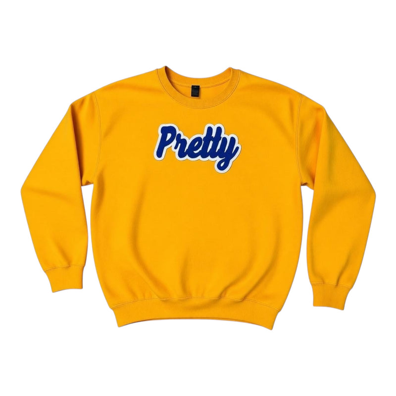 Pretty Sweatshirt Gold Royal Blue White Casual Wear Unisex