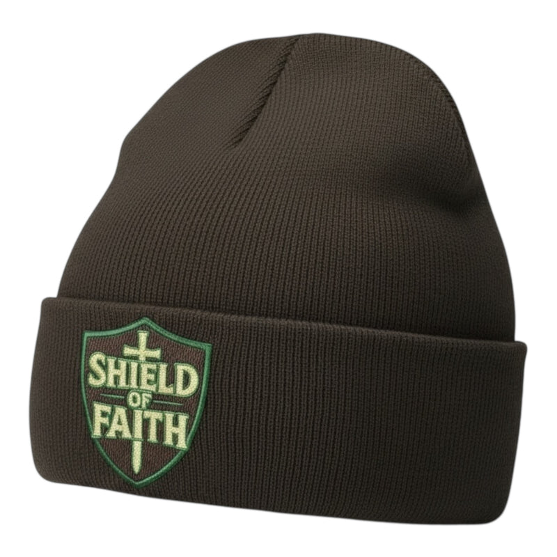 Shield of Faith Beanie in Brown Khaki Green (Limited Edition)