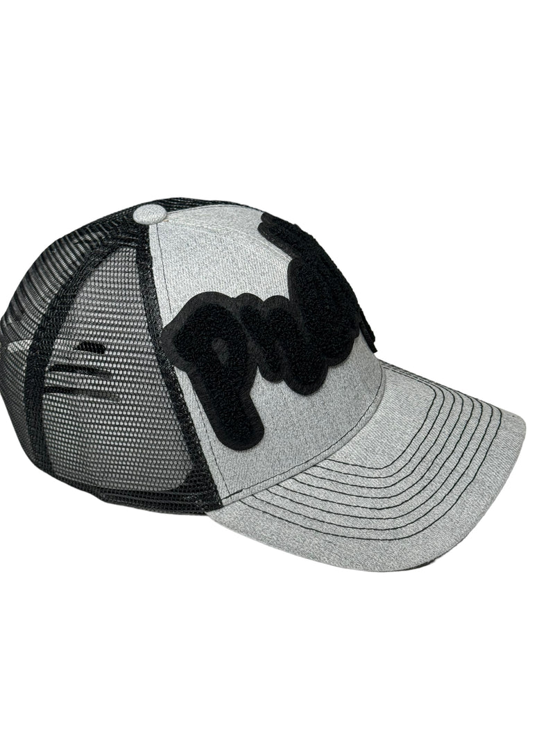 Pretty Trucker Hat With Mesh Back (Gray/Black)