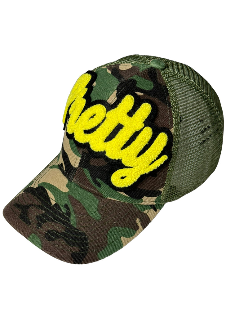 Pretty Hat With Mesh Back (Yellow/Camouflage)