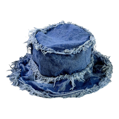 Distressed Denim Virgo Bucket Hat (Acid Wash Blue)