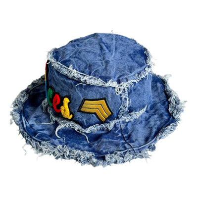 Distressed Denim Pisces Bucket Hat (Acid Wash Blue)